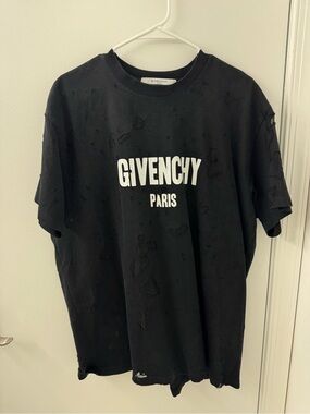 Givenchy Black Distressed Logo Crewneck T-Shirt - Men